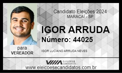 Candidato IGOR ARRUDA 2024 - MARACAÍ - Eleições