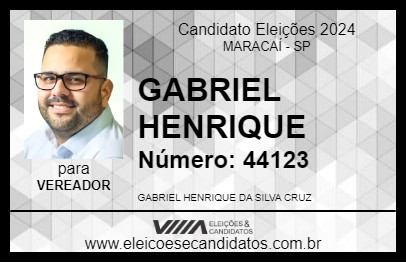 Candidato GABRIEL HENRIQUE 2024 - MARACAÍ - Eleições