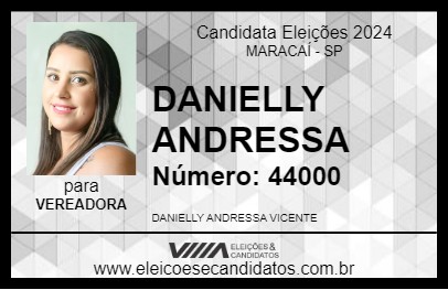 Candidato DANIELLY ANDRESSA 2024 - MARACAÍ - Eleições