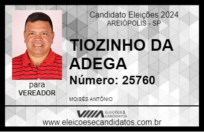 Candidato TIOZINHO DA ADEGA 2024 - AREIÓPOLIS - Eleições