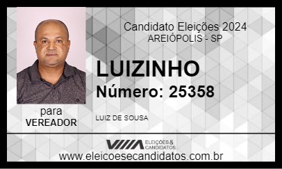 Candidato LUIZINHO 2024 - AREIÓPOLIS - Eleições