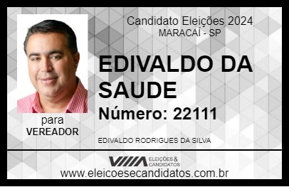 Candidato EDIVALDO DA SAUDE 2024 - MARACAÍ - Eleições