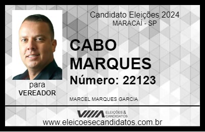 Candidato CABO MARQUES 2024 - MARACAÍ - Eleições