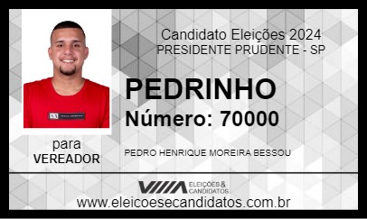 Candidato PEDRINHO 2024 - PRESIDENTE PRUDENTE - Eleições