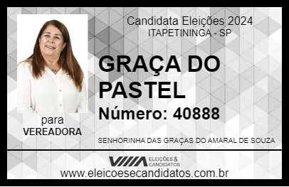 Candidato GRAÇA DO PASTEL 2024 - ITAPETININGA - Eleições