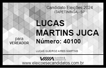 Candidato LUCAS MARTINS JUCA 2024 - ITAPETININGA - Eleições