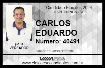 Candidato CARLOS EDUARDO 2024 - ITAPETININGA - Eleições