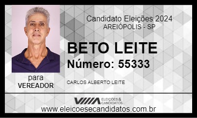 Candidato BETO LEITE 2024 - AREIÓPOLIS - Eleições