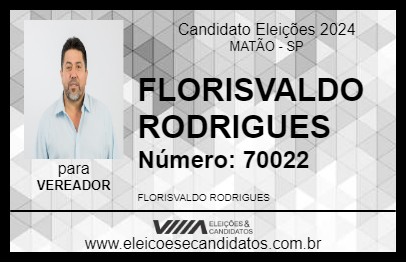 Candidato FLORISVALDO RODRIGUES 2024 - MATÃO - Eleições