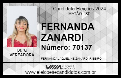 Candidato FERNANDA ZANARDI 2024 - MATÃO - Eleições