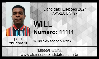 Candidato WILL 2024 - APARECIDA - Eleições