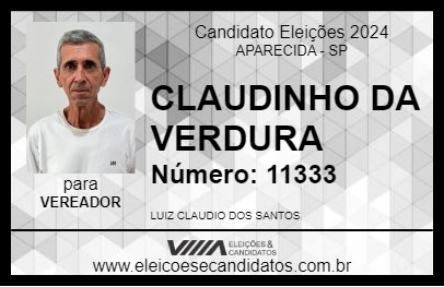 Candidato CLAUDINHO DA VERDURA 2024 - APARECIDA - Eleições