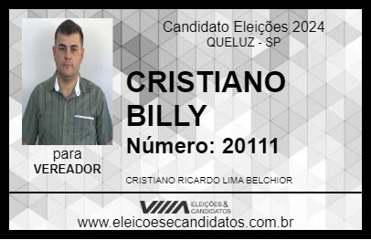 Candidato CRISTIANO BILLY 2024 - QUELUZ - Eleições