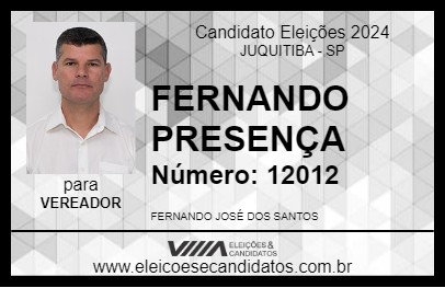 Candidato FERNANDO PRESENÇA 2024 - JUQUITIBA - Eleições