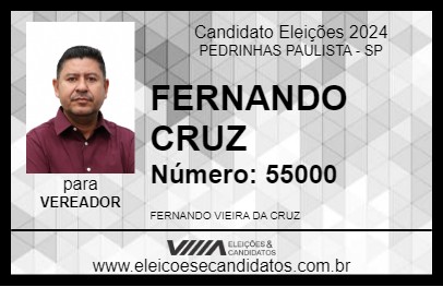 Candidato FERNANDO CRUZ 2024 - PEDRINHAS PAULISTA - Eleições