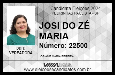 Candidato JOSI DO ZÉ MARIA 2024 - PEDRINHAS PAULISTA - Eleições