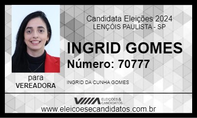 Candidato INGRID GOMES 2024 - LENÇÓIS PAULISTA - Eleições