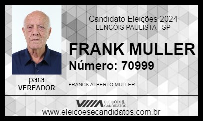 Candidato FRANK MULLER 2024 - LENÇÓIS PAULISTA - Eleições