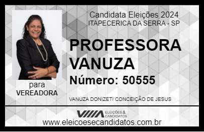 Candidato PROFESSORA VANUZA 2024 - ITAPECERICA DA SERRA - Eleições