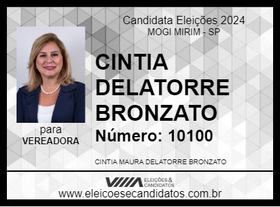 Candidato CINTIA DELATORRE BRONZATO 2024 - MOGI MIRIM - Eleições