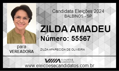 Candidato ZILDA AMADEU 2024 - BALBINOS - Eleições