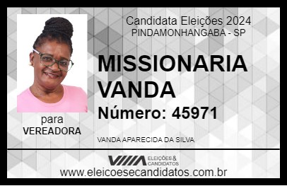 Candidato MISSIONARIA VANDA 2024 - PINDAMONHANGABA - Eleições