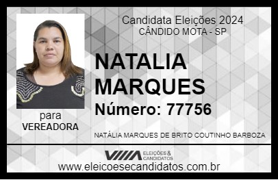 Candidato NATALIA MARQUES 2024 - CÂNDIDO MOTA - Eleições