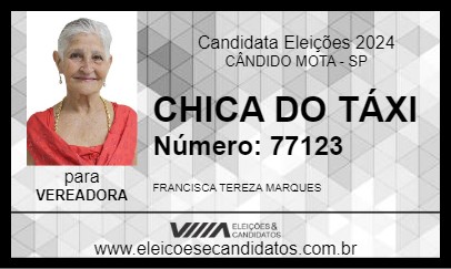 Candidato CHICA DO TÁXI 2024 - CÂNDIDO MOTA - Eleições