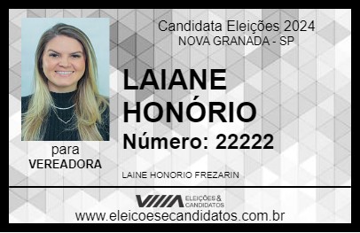 Candidato LAIANE HONÓRIO 2024 - NOVA GRANADA - Eleições