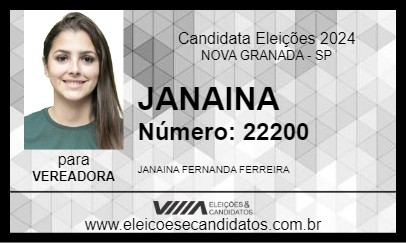 Candidato JANAINA 2024 - NOVA GRANADA - Eleições