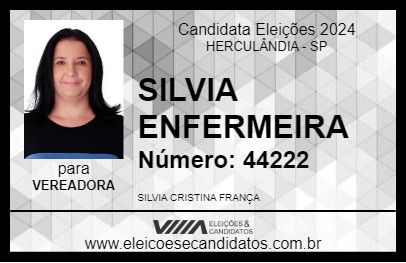 Candidato SILVIA ENFERMEIRA 2024 - HERCULÂNDIA - Eleições