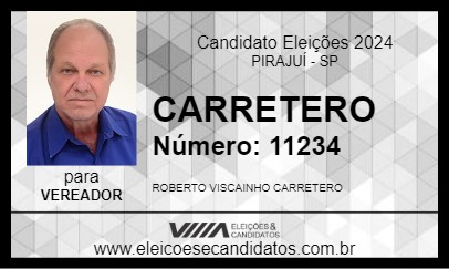 Candidato CARRETERO 2024 - PIRAJUÍ - Eleições