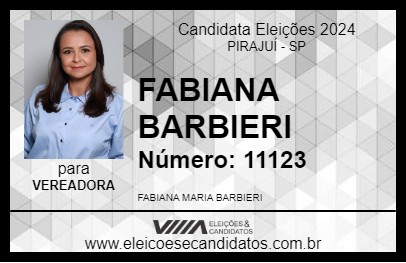 Candidato FABIANA BARBIERI 2024 - PIRAJUÍ - Eleições