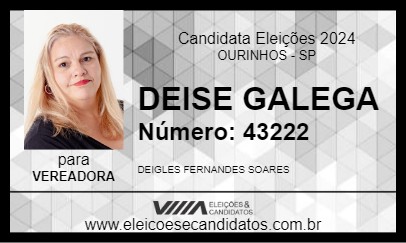 Candidato DEISE GALEGA 2024 - OURINHOS - Eleições