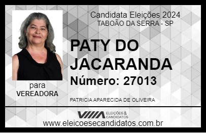 Candidato PATY DO JACARANDA 2024 - TABOÃO DA SERRA - Eleições