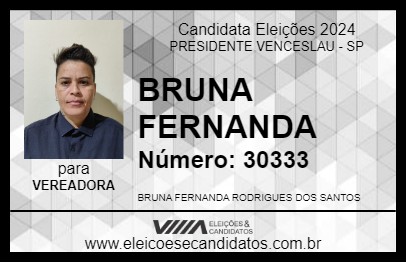 Candidato BRUNA FERNANDA 2024 - PRESIDENTE VENCESLAU - Eleições