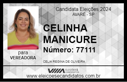 Candidato CELINHA MANICURE 2024 - AVARÉ - Eleições