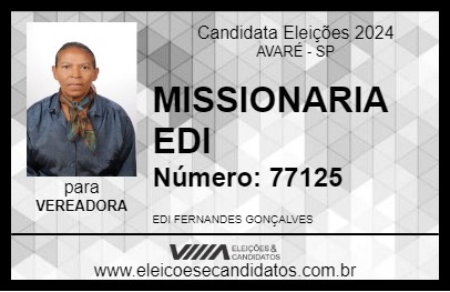 Candidato MISSIONARIA EDI 2024 - AVARÉ - Eleições