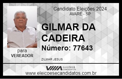 Candidato GILMAR DA CADEIRA 2024 - AVARÉ - Eleições