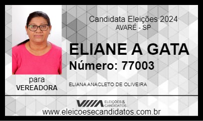 Candidato ELIANE A GATA 2024 - AVARÉ - Eleições