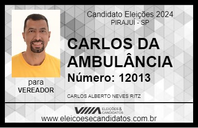 Candidato CARLOS DA AMBULÂNCIA 2024 - PIRAJUÍ - Eleições