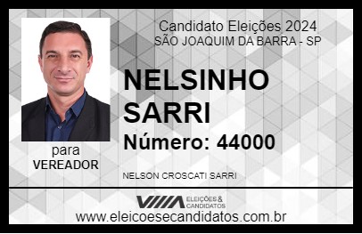 Candidato NELSINHO SARRI 2024 - SÃO JOAQUIM DA BARRA - Eleições