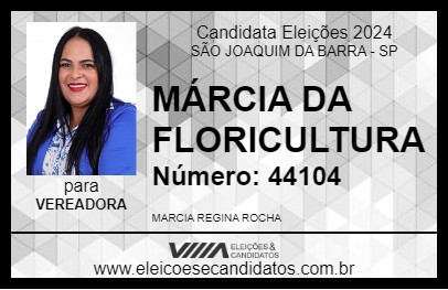 Candidato MÁRCIA DA FLORICULTURA 2024 - SÃO JOAQUIM DA BARRA - Eleições