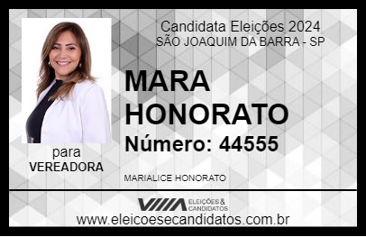 Candidato MARA HONORATO 2024 - SÃO JOAQUIM DA BARRA - Eleições