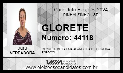 Candidato GLORETE 2024 - PINHALZINHO - Eleições