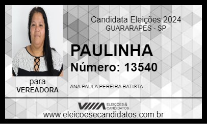 Candidato PAULINHA 2024 - GUARARAPES - Eleições