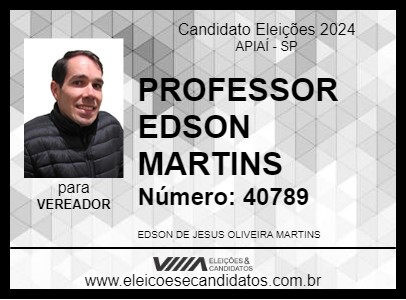 Candidato PROFESSOR EDSON MARTINS 2024 - APIAÍ - Eleições