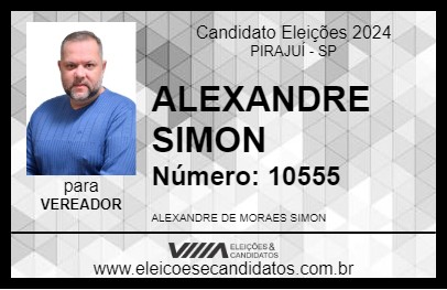 Candidato ALEXANDRE SIMON 2024 - PIRAJUÍ - Eleições