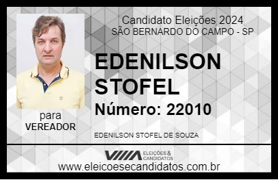 Candidato EDENILSON STOFEL 2024 - SÃO BERNARDO DO CAMPO - Eleições