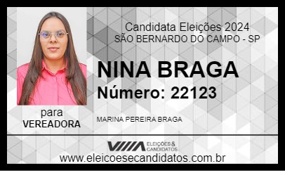 Candidato NINA BRAGA 2024 - SÃO BERNARDO DO CAMPO - Eleições